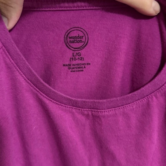 Wonder Nation T-Shirt Girls Large 10-12 Purple Short Sleeve Crew Solid - Picture 2 of 5